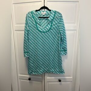 Vineyard Vines Tunic/Beach Cover Up Size Women’s Large Color Green And White